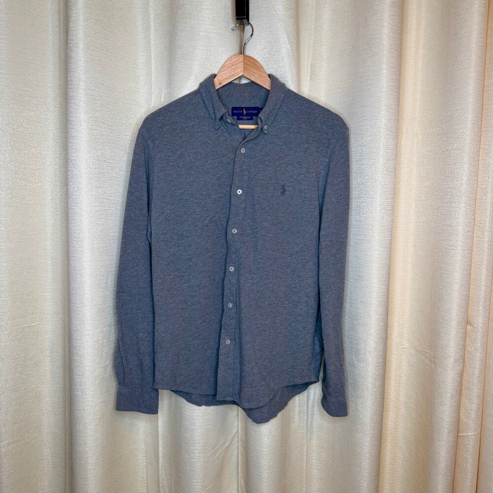 Ralph Lauren button front knit featherweight mesh long sleeve polo size Large